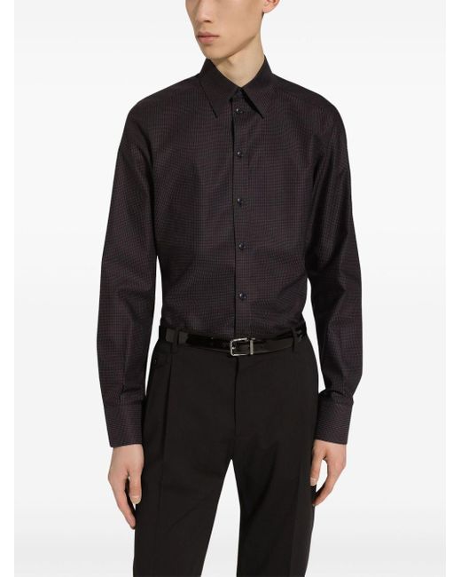 Dolce & Gabbana Black Micro Polka-dot Shirt for men