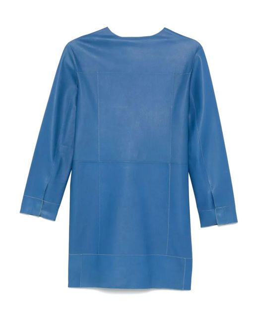 Simonetta Ravizza Blue Leather Coat
