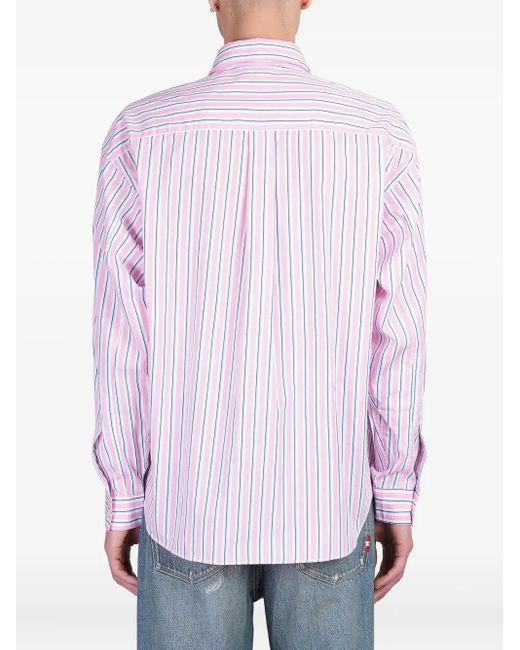 メンズ AMISH ストライプ シャツ White