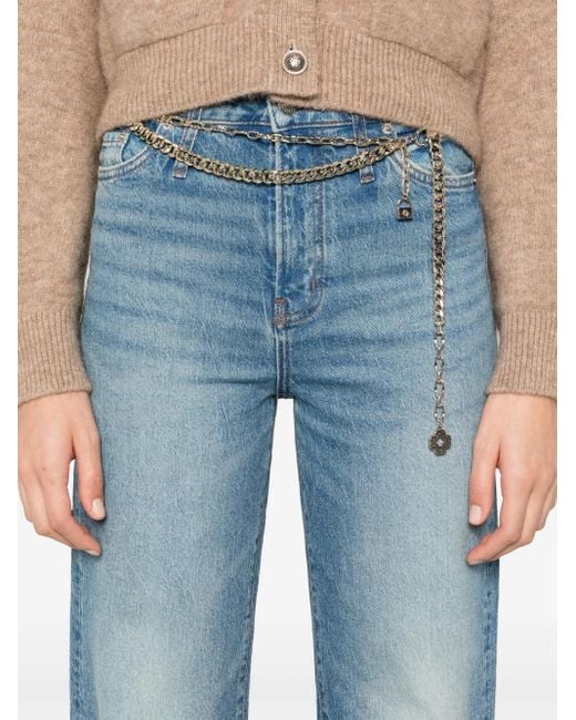 Maje Blue Chain-Link Belt Jeans