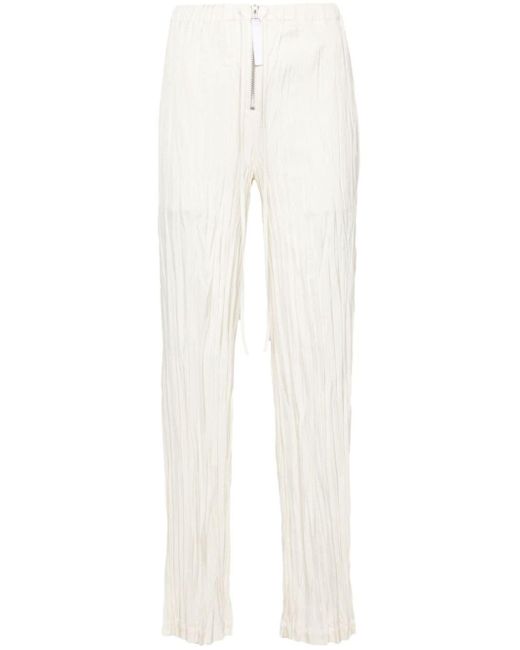 Helmut Lang White Crease-effect Satin Trousers