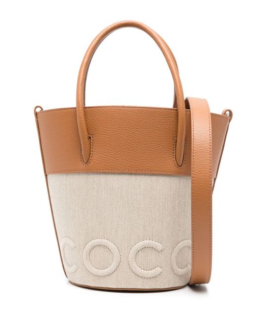 Coccinelle White Logo-Embossed Bucket Bag