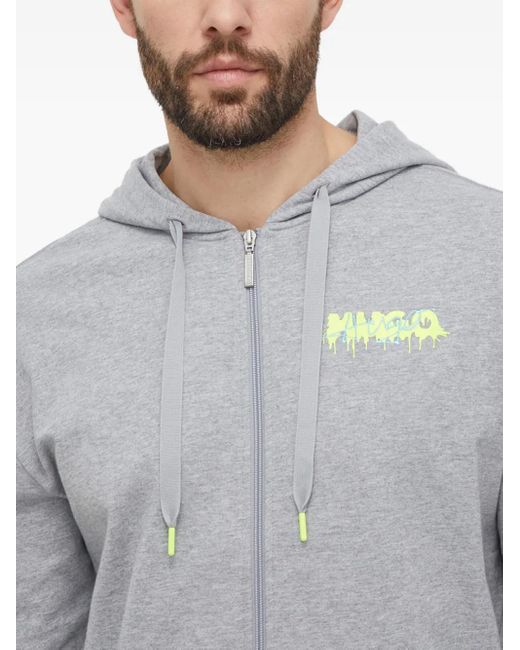 HUGO Gray Zip-Up Hoodie for men