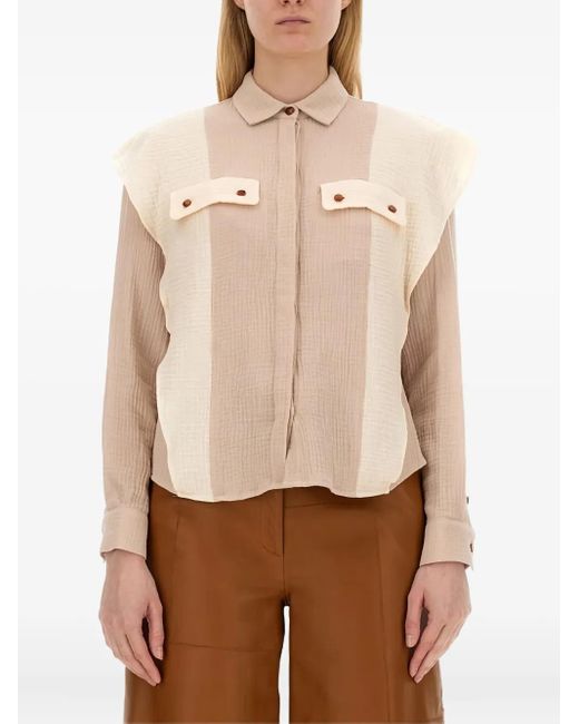 T-Shirt Bicolore di Alysi in Natural