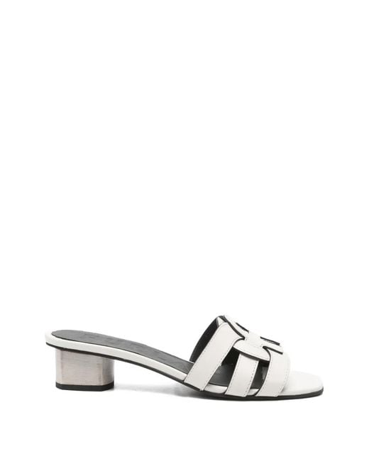 Furla White Logo Leather Sandals