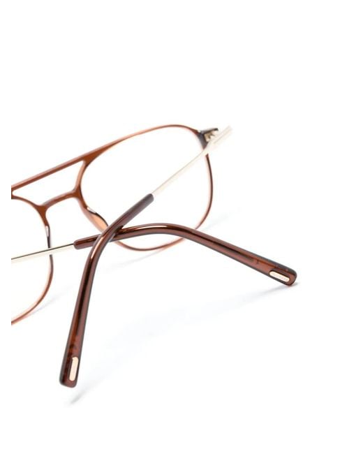 Tom Ford Brown Tortoiseshell-Effect Pilot-Frame Glasses for men