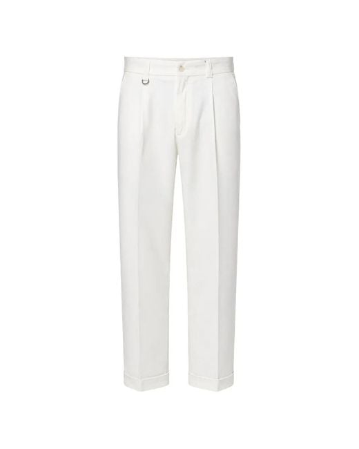 Paolo Pecora White Pleated D-Ring Trousers for men