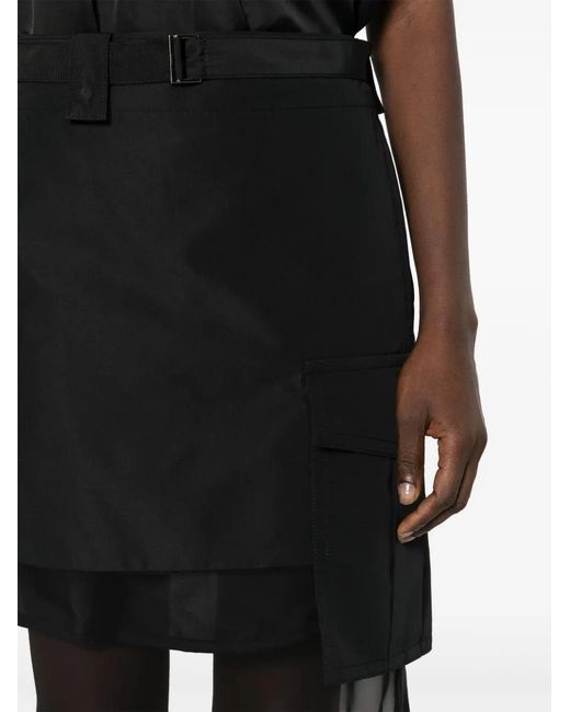 Sacai Black Fabric Combo Skirt
