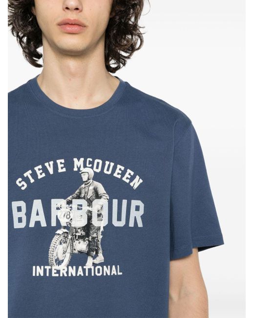 Camiseta con logo estampado de x Steve McQueen Barbour de hombre de color Blue