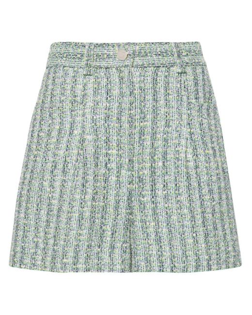 Maje Green High-waist Tweed Shorts