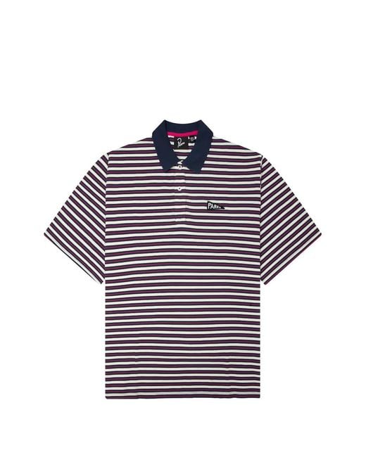 by Parra Blue Flag Striper Polo Shirt for men