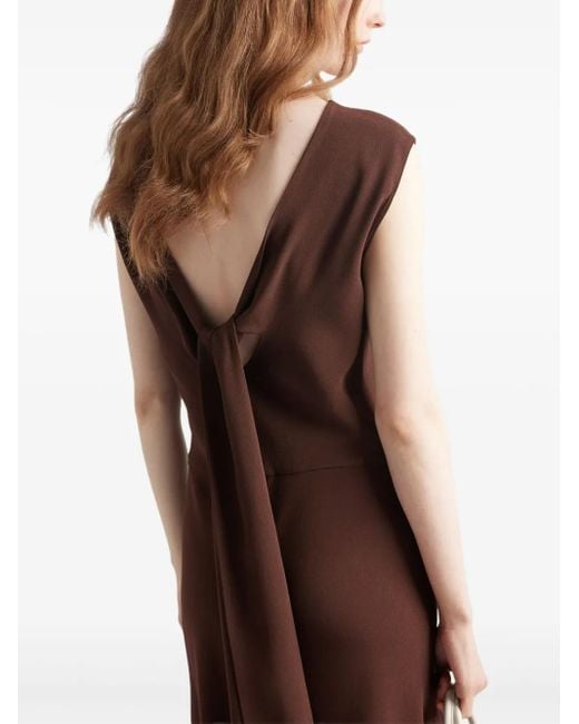 Prada Brown Satin Crepe Midi Dress