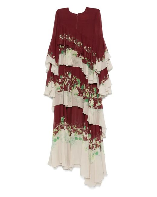 LaDoubleJ Red Naiad Floral-Print Dress