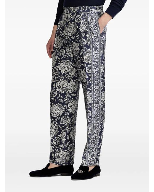 Ralph Lauren Blue Paisley-Print Trousers for men