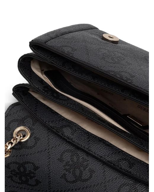 Guess Black Noelle Monogram-Print Logo-Plaque Shoulder Bag