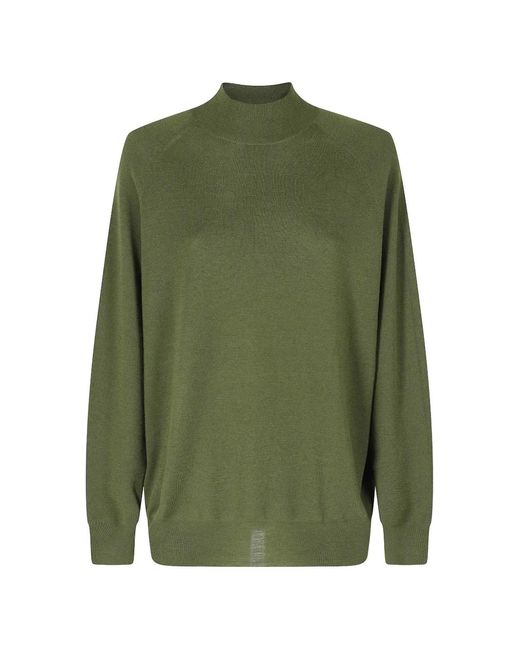Aspesi Green Raglan-Sleeve Mock-Neck Sweater
