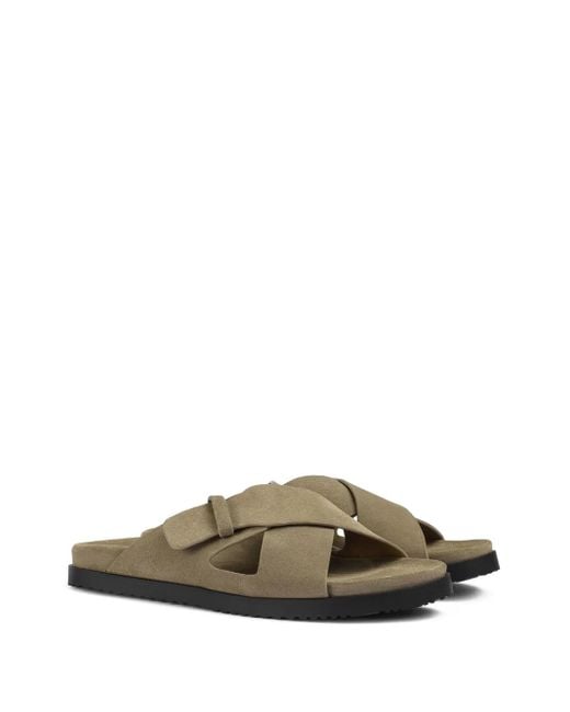 Doucal's Brown Crossover-Strap Slide Sandals for men