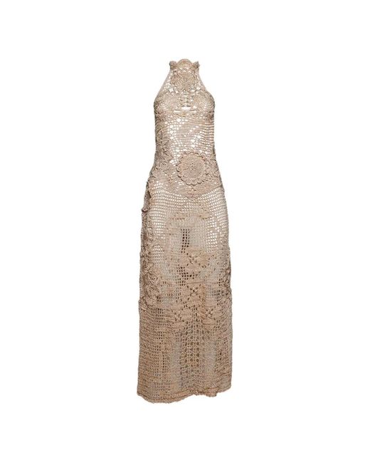 Andrea Almeida White Crochet Halter Dress