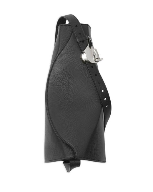 Burberry Black Large Horn Leather Shoulder Bag