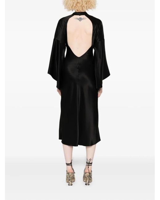 Vestido midi con espalda descubierta Pinko de color Black