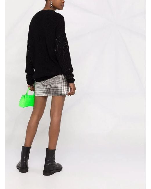Philipp Plein Black Crystal-Embellished Knitted Jumper