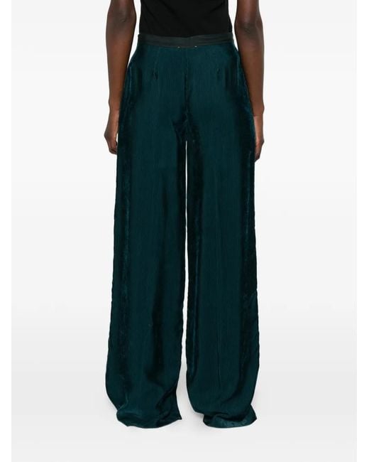 Forte_forte Green Ribbed-Velvet Wide-Leg Trousers