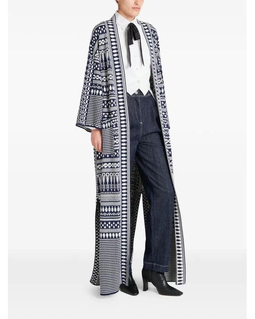 Temperley London Blue Patterned Knit Coat