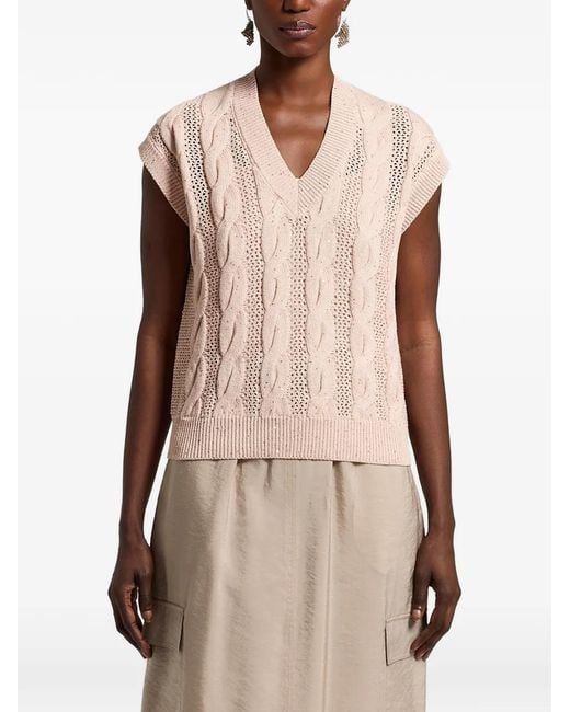 Peserico Natural Débardeur En Cordonnet À Sequins