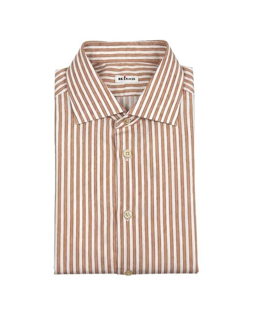Kiton White Striped Shirt for men