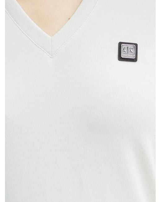 ARMANI EXCHANGE White V-Neck T-Shirt