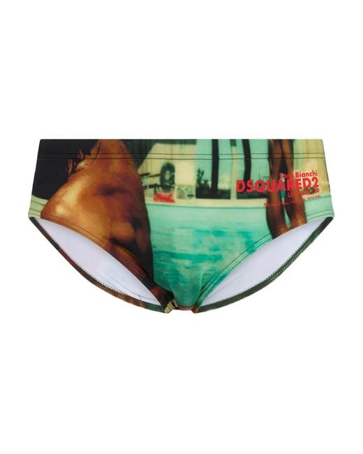 DSquared² Green Tom Bianchi X D2 Swim Briefs for men