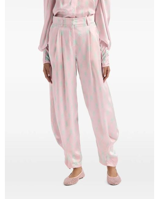 Genny Pink Patterned Pleated Trousers
