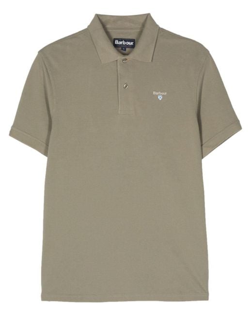 Barbour Green Logo-embroidered Cotton Polo Shirt for men