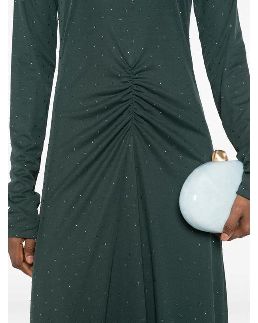 ROTATE BIRGER CHRISTENSEN Green Scarf-Neck Maxi Dress