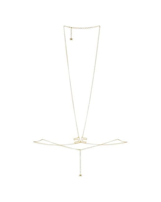 Elisabetta Franchi White Logo-Detail Bodychain