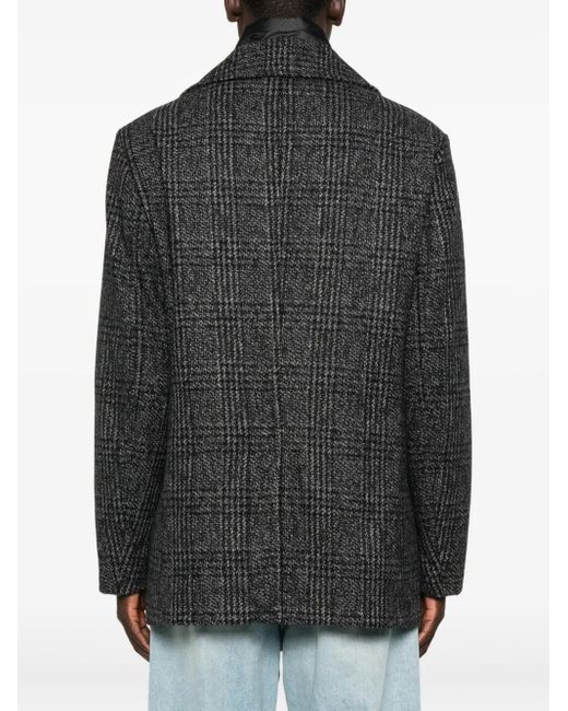 Cappotto Doppiopetto A Quadri di Peuterey in Black da Uomo