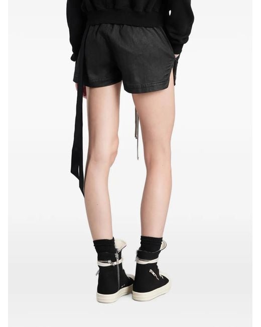 Rick Owens Black Fog Layered Drawstring Shorts