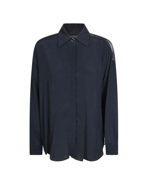 Dondup Blue Oversized Crepe De Chine Shirt
