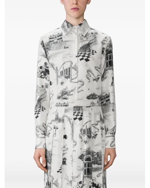 Thom Browne Gray Silk Twill Hector Toile Shirt