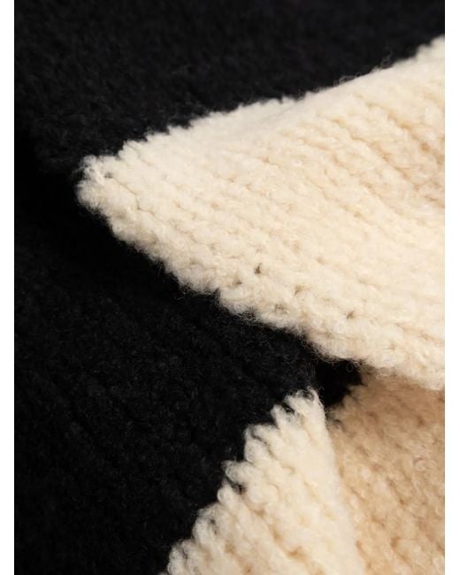 Moncler Black Striped Logo-Patch Scarf for men