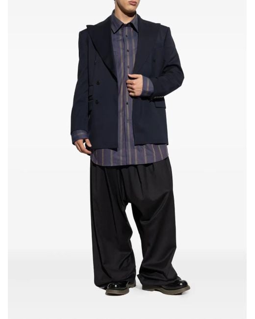 Vivienne Westwood Blue Orb-embellishment Stripe-pattern Shirt for men