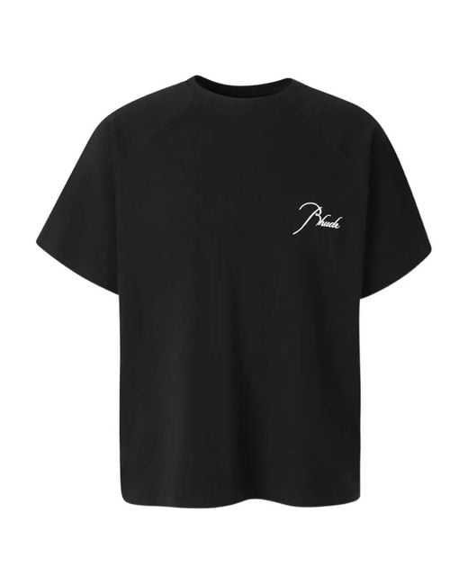 Rhude Black Embroidered-Logo T-Shirt for men