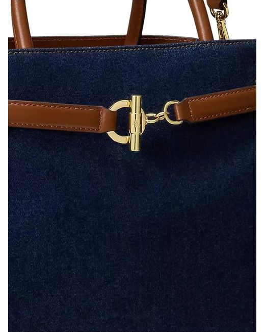 Ralph Lauren Blue Blaike Buckle-Detail Tote Bag
