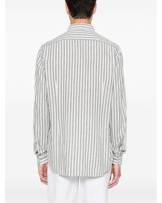 Boglioli White Striped Linen Shirt for men