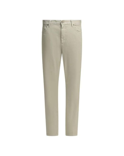 Zegna Natural Logo-Patch Linen Trousers for men