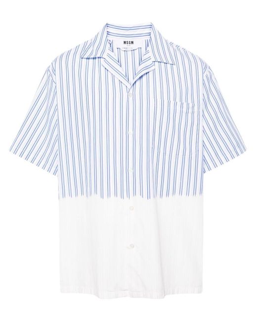 MSGM White Pinstriped Cotton Shirt for men