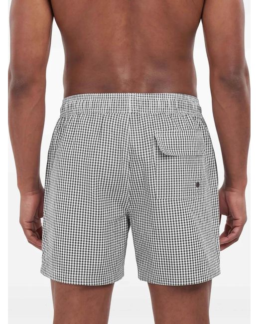 Barbour Gray Gingham Seersucker Swim Shorts for men