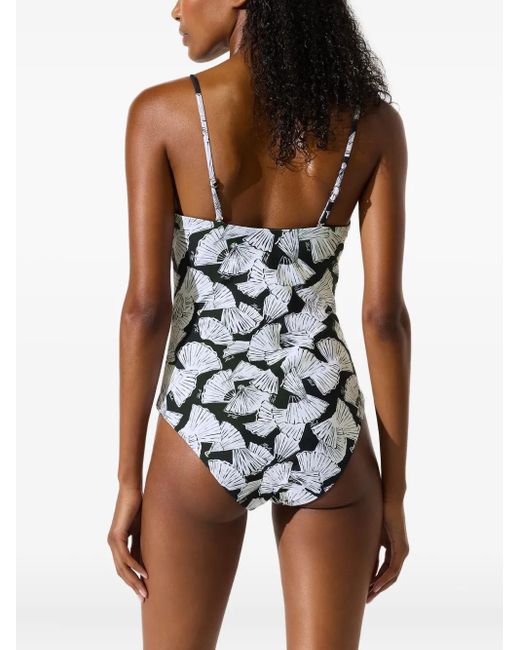 Karl Lagerfeld White Fan-Print Swimsuit