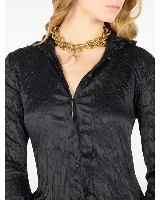 Roberto Cavalli Black Crinkled-Effect Shirt