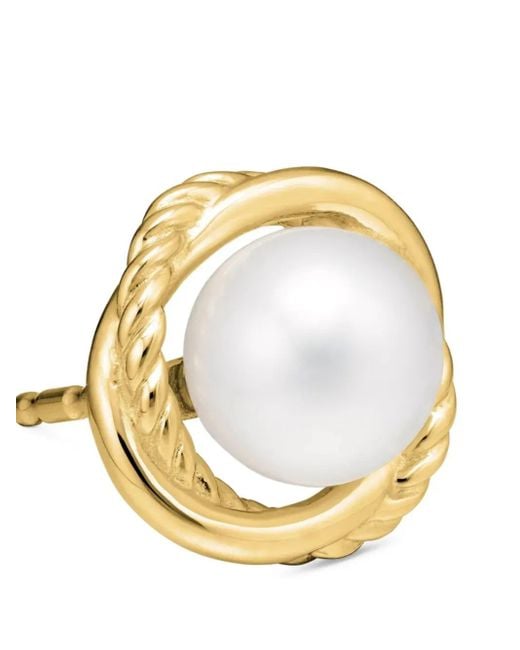 David Yurman Metallic 18Kt Crossover Infinity Pearl Stud Earrings (10Mm)